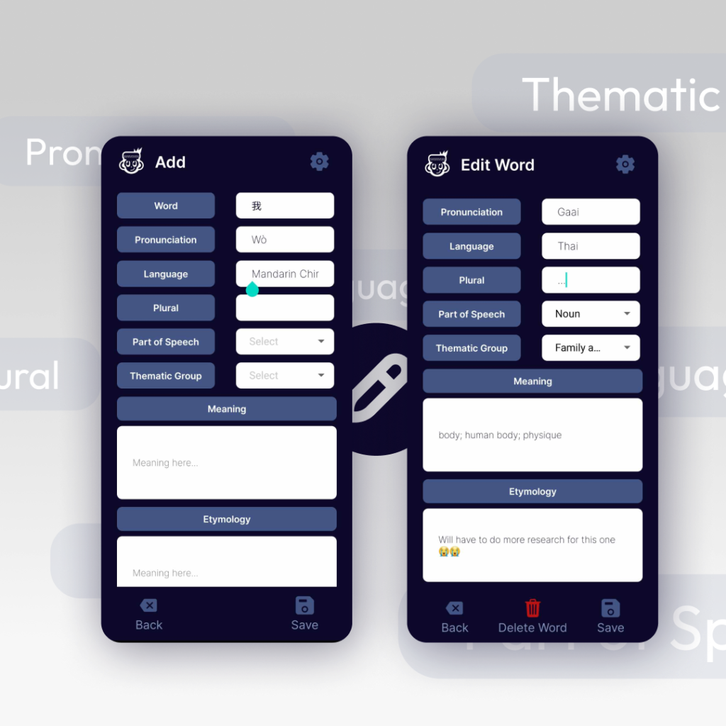 NotaLingua - Edit Word Screen
